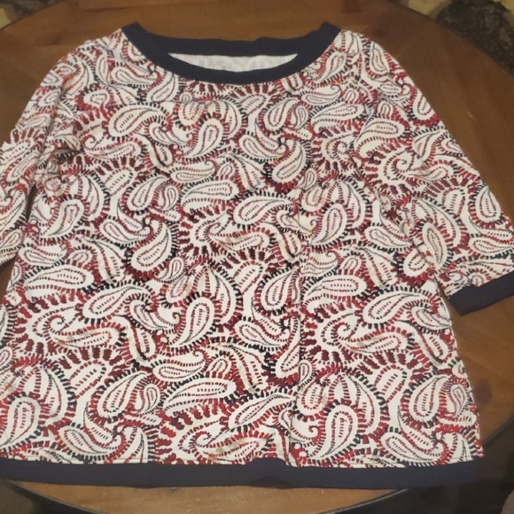 Kim Rogers Red and White Paisley Blouse